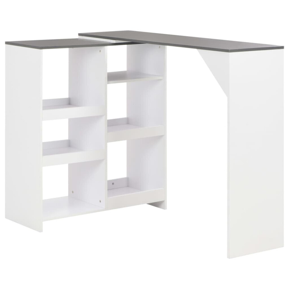 Vidaxl Bar Table With Moveable Shelf White Coffee Dining Tall Breakfast Stand