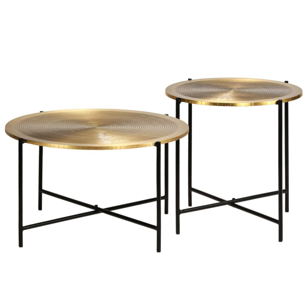 vidaXL Table Set 2 Piece Brass-covered MDF Home Living Room Furniture Stand