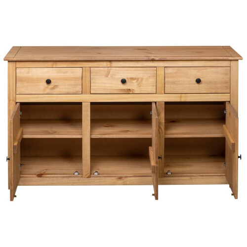 VidaXL vidaXL Solid Wood Pine Sideboard 3 Drawers 3 Doors Storage Chest Side Cabinet 1