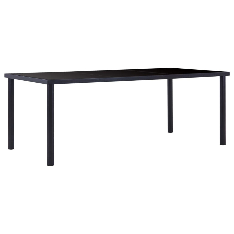 Vidaxl Black Dining Table 200X100cm Tempered Glass Dinner Kitchen Furniture