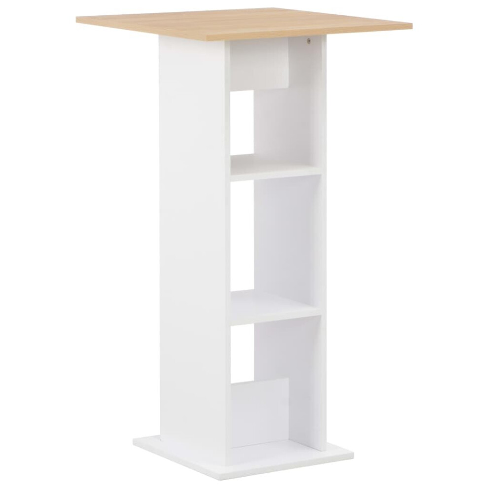 vidaXL Bar Table White and Sonoma Oak Kitchen Coffee Dining TallSide End Stand