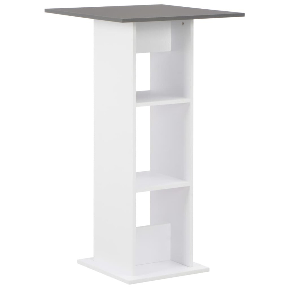 vidaXL Bar Table White and Anthracite Grey Kitchen Coffee Dining TallSide Stand