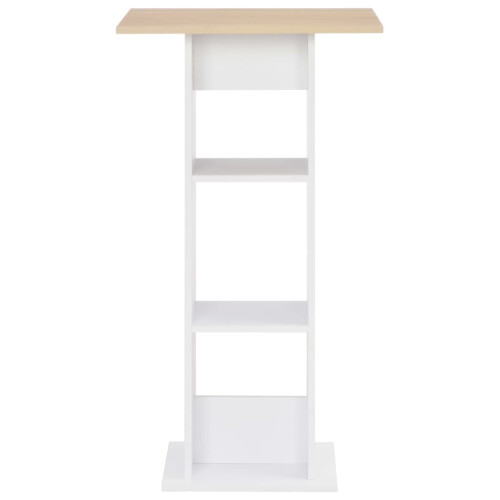 VidaXL vidaXL Bar Table White and Sonoma Oak Kitchen Coffee Dining TallSide End Stand 2