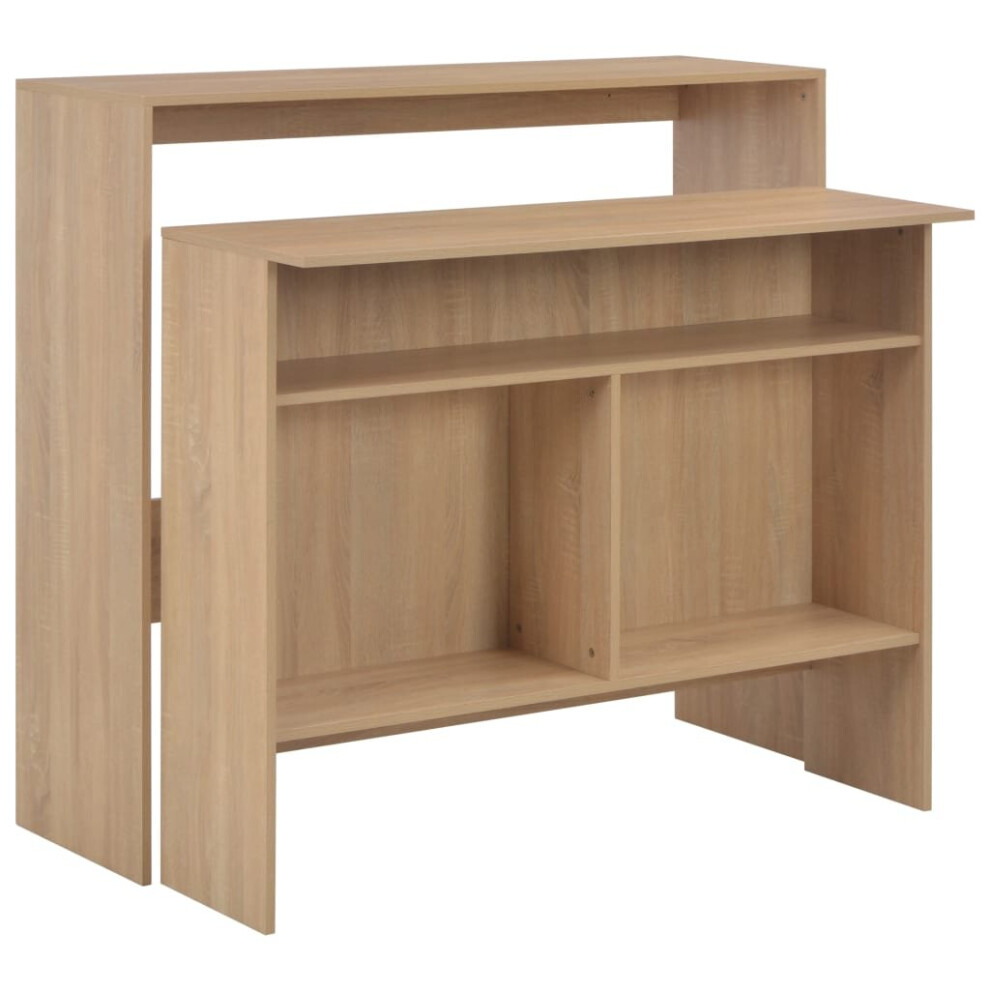 vidaXL Bar Table with 2 Table Tops Oak Breakfast Indoor Kitchen Dining Table