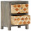 VidaXL vidaXL Solid Mango Wood Bedside Cabinet Grey 40x30x50cm Storage Cupboard Stand 3