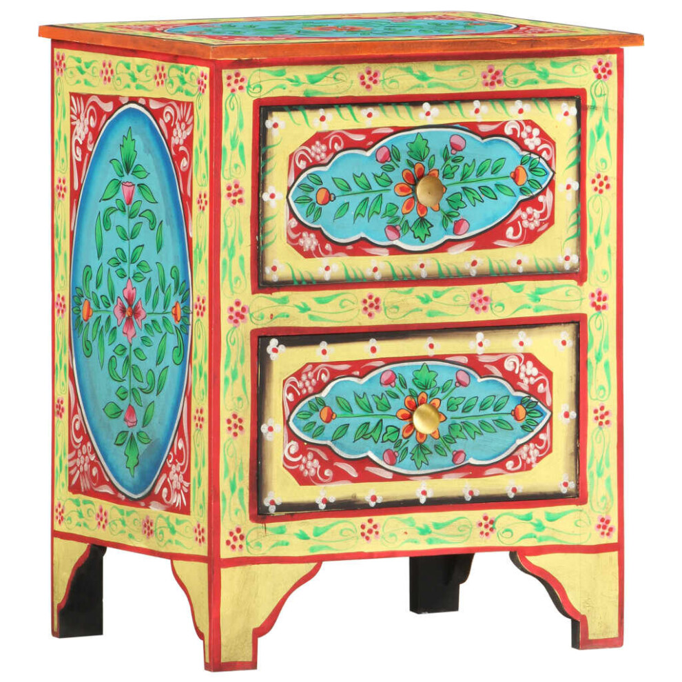 Vidaxl Solid Mango Wood Bedside Cabinet With 2 Drawers 40X30x50cm Nightstand