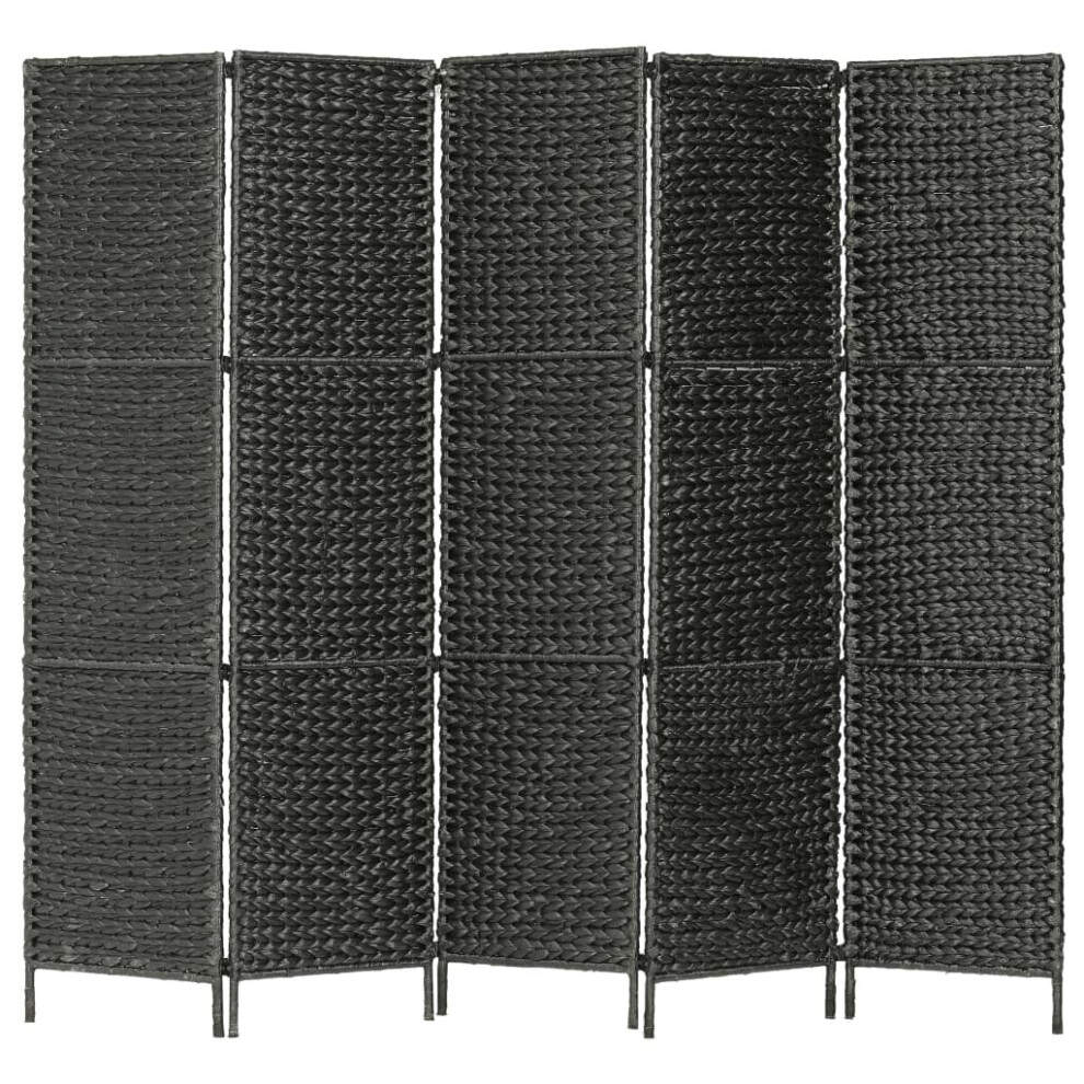 vidaXL 5-Panel Room Divider Black 193x160cm Water Hyacinth Privacy Screen