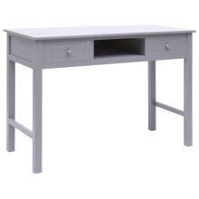 vidaXL Wooden Writing Desk with 2 Drawers and 1 Open Compartment Grey Table