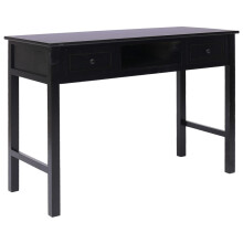 vidaXL Wooden Writing Desk with 2 Drawers and 1 Open Compartment Black Table
