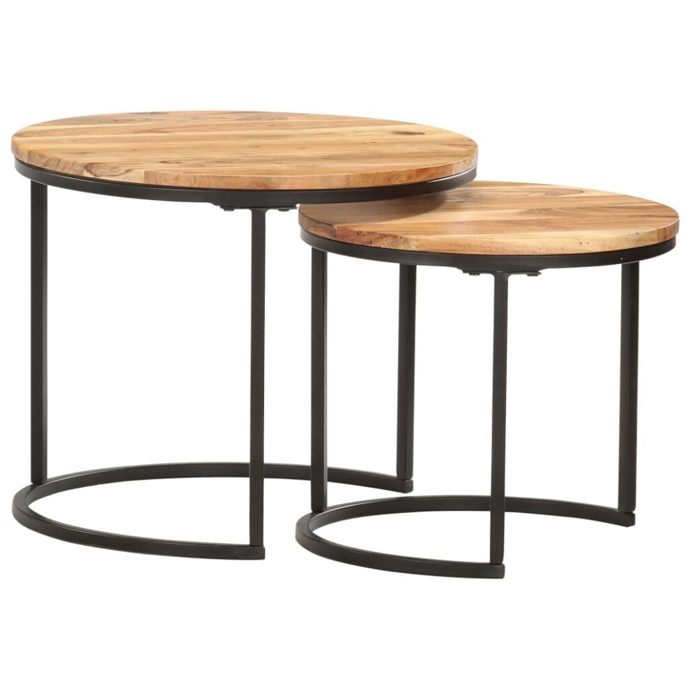 Vidaxl 2X Solid Acacia Wood Nesting Tables Acacia Wood Table Couch Table Desk