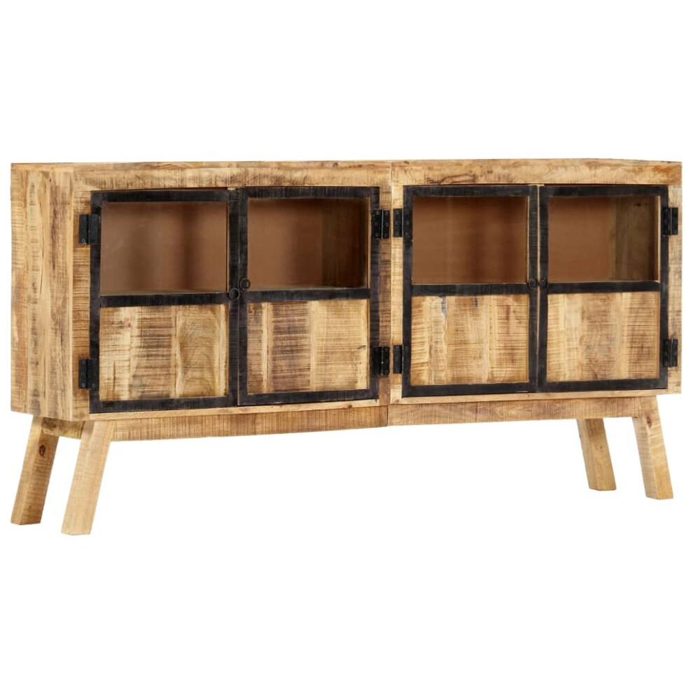 vidaXL Solid Rough Mango Wood Sideboard Brown and Black Wooden Side Cabinet