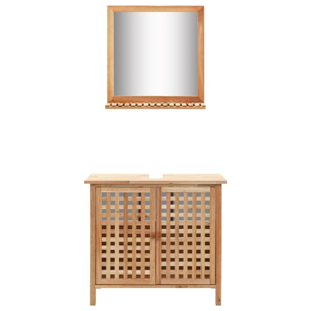 Vidaxl Solid Walnut Wood Sink Cabinet With Mirror Bathroom Furniture Sets