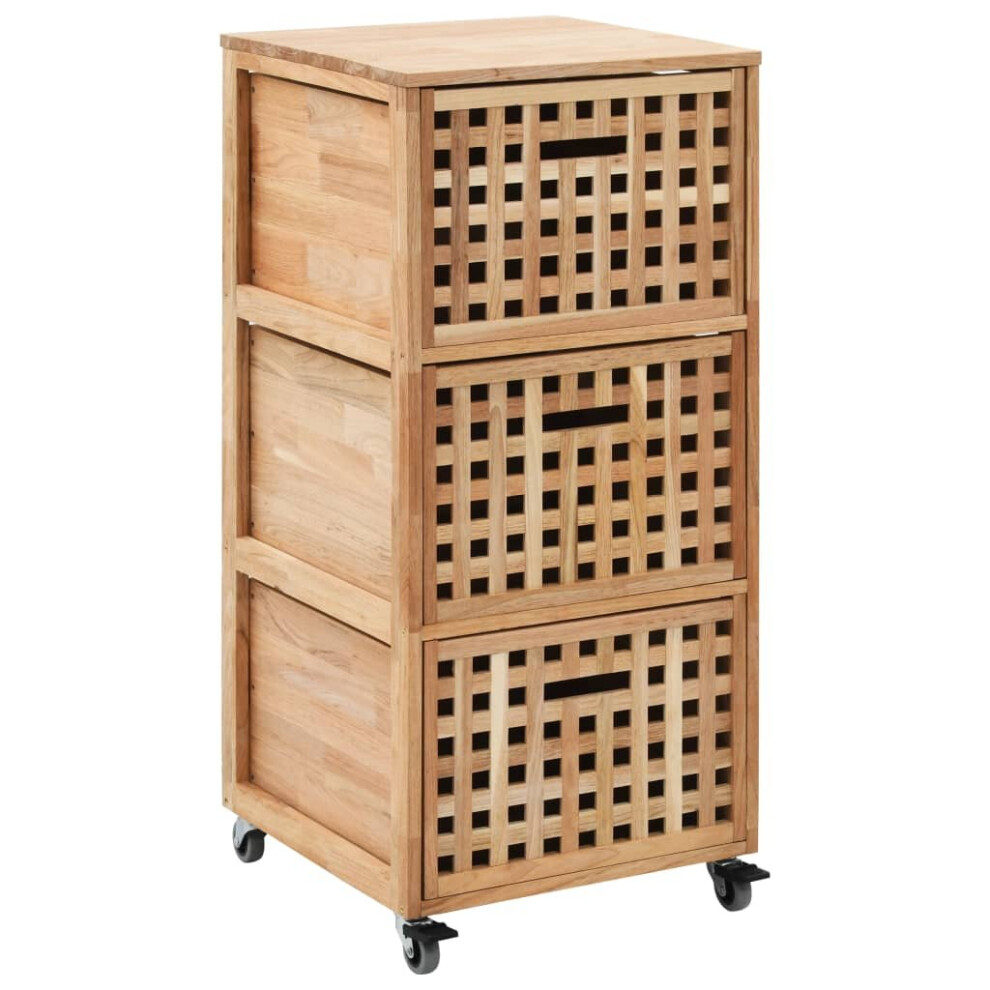 Vidaxl Solid Walnut Wood Bathroom Cabinet With Drawer Natural Wooden Sideboard