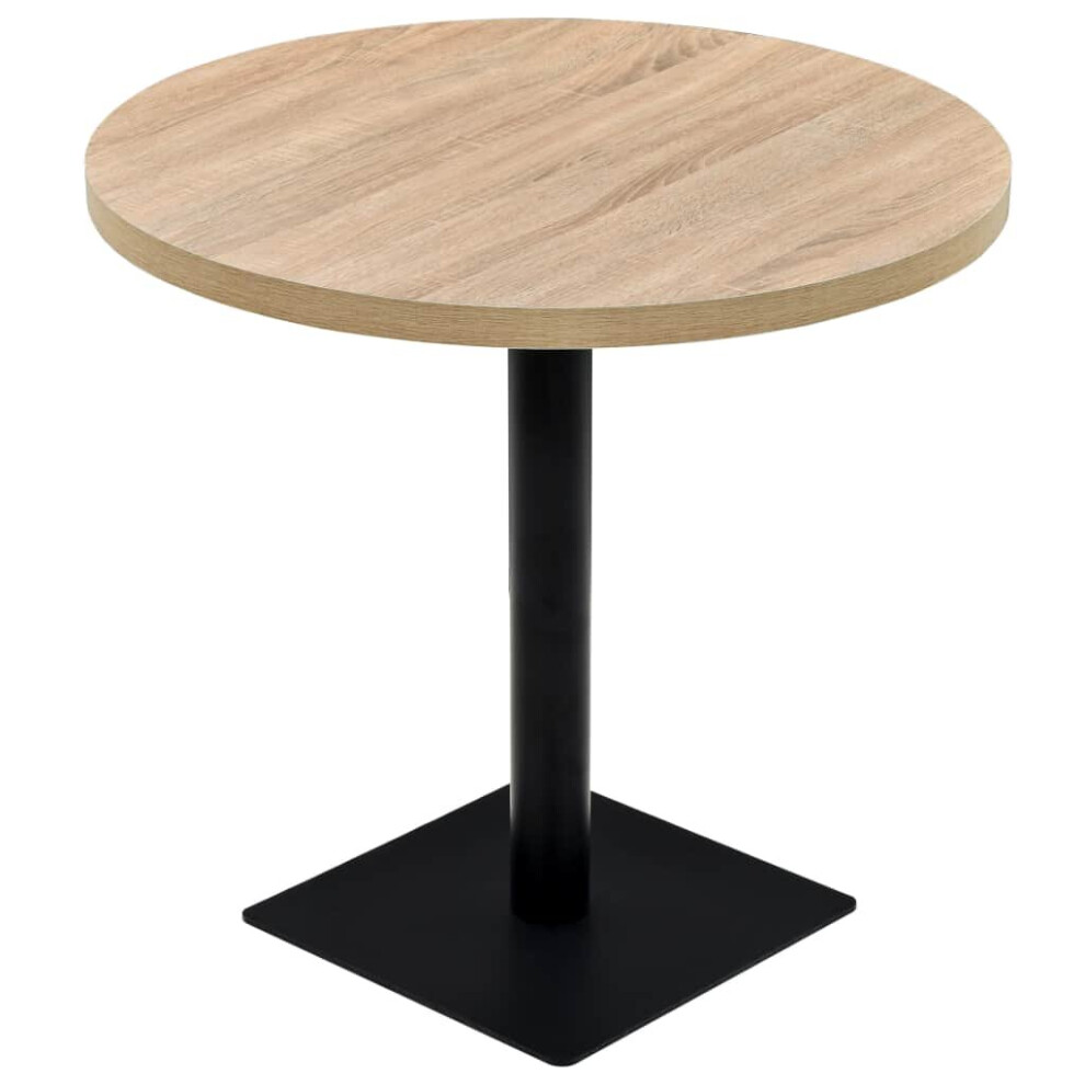 vidaXL Bistro Table MDF and Steel Round 80x75cm Oak Colour Kitchen Furniture