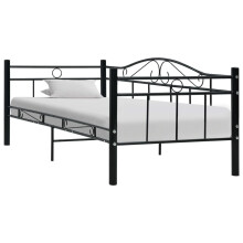 vidaXL Bed Frame Black Metal 90x200cm Single Solid Base Bedroom Furniture