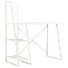 vidaXL Computer Desk with Shelving Unit White Laptop Desk Study Workstation