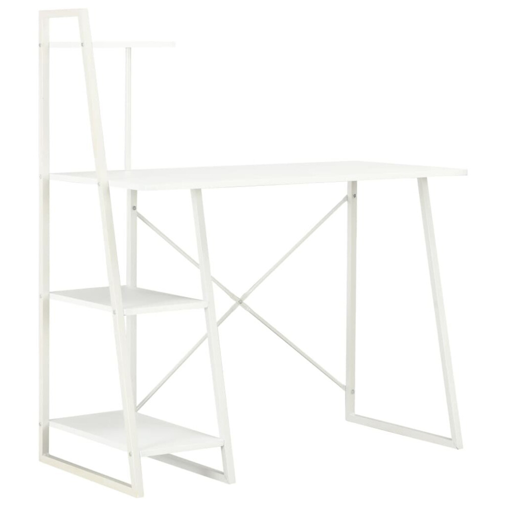 Vidaxl Computer Desk With Shelving Unit Laptop Desk Study Workstation White