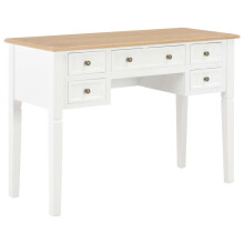 vidaXL Writing Desk White 109.5cm Wood French-style Office Laptop Desk Table