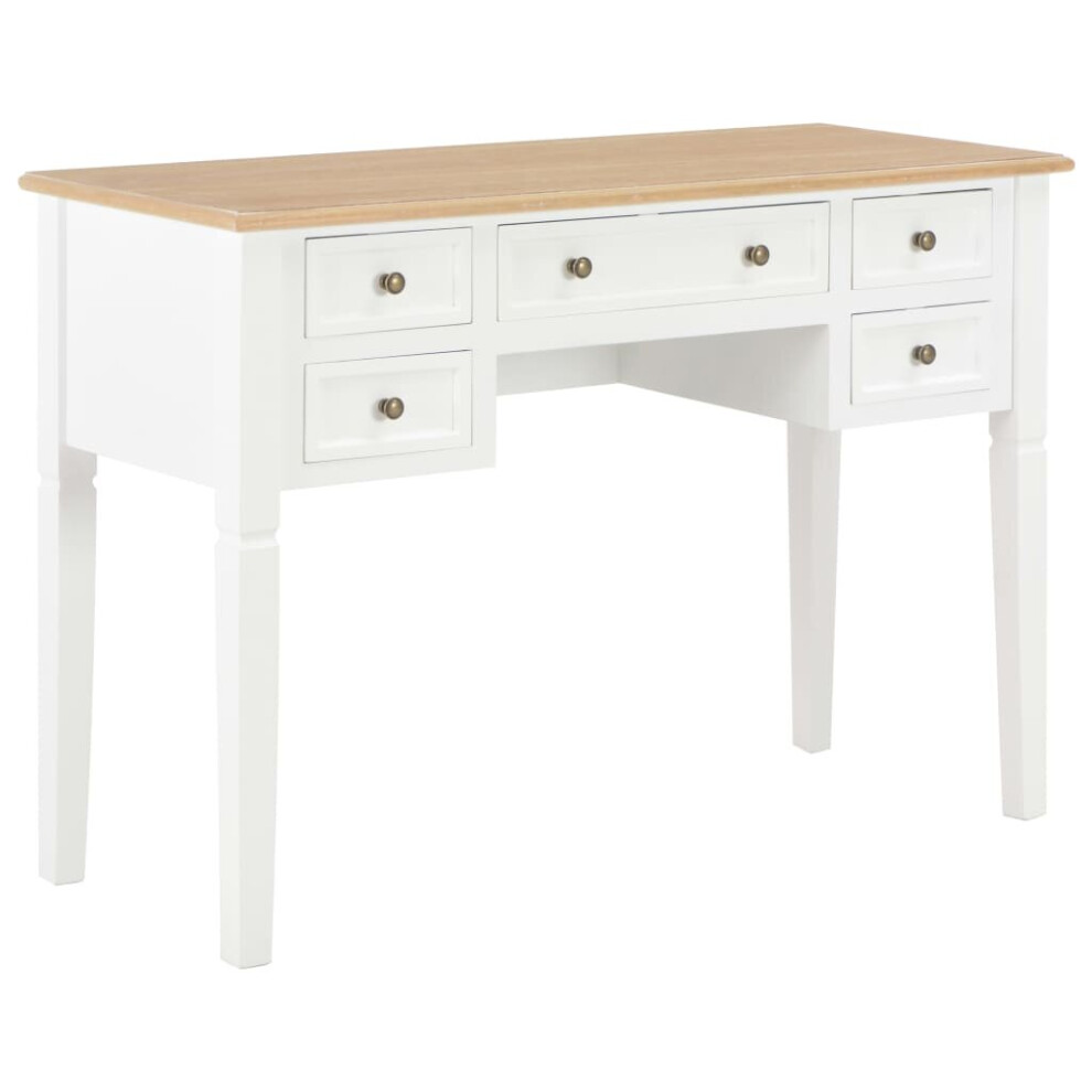 vidaXL Writing Desk White 109.5cm Wood French-style Office Laptop Desk Table