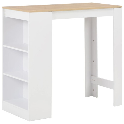 VidaXL vidaXL Bar Table with Shelf White Coffee Dining Tall Breakfast Side End Stand