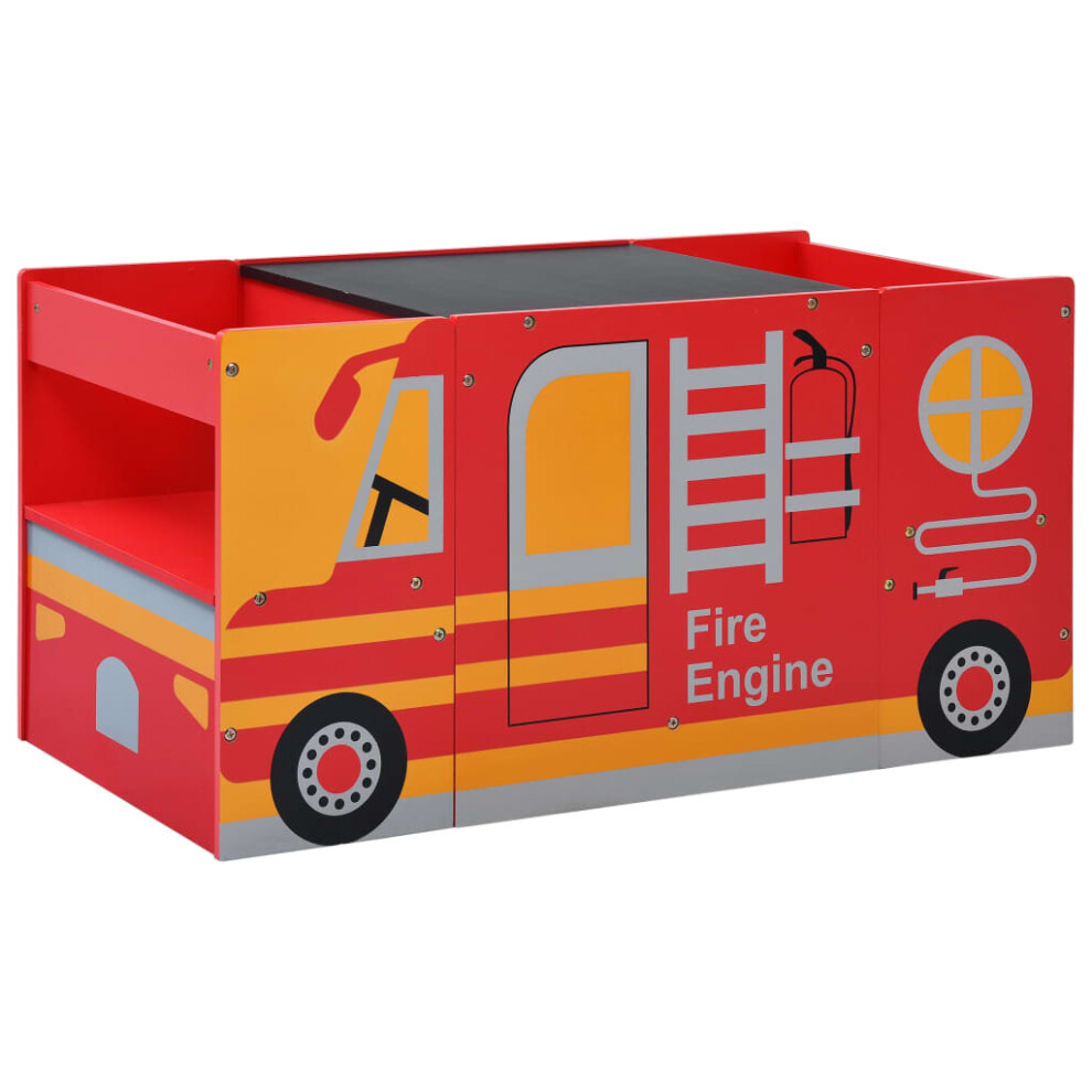 Vidaxl 3 Piece Kids Chair Table Set Fire Truck Design Wood Drawing Activity