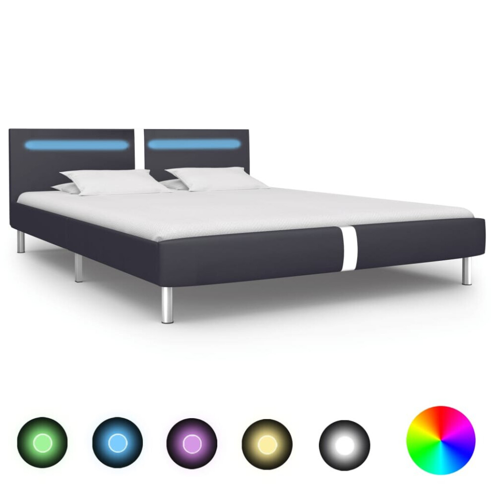 vidaXL Bed Frame with LED without Mattress Bed Base Black 150x200 cm King Size