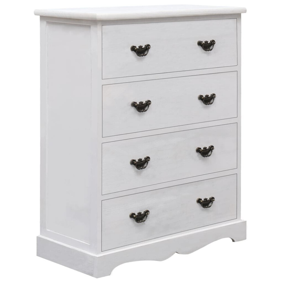 vidaXL Drawer Cabinet White Wood Side Wooden Sideboard End Storage Bedside