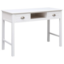 vidaXL Wooden Writing Desk with 2 Drawers and 1 Open Compartment White Table