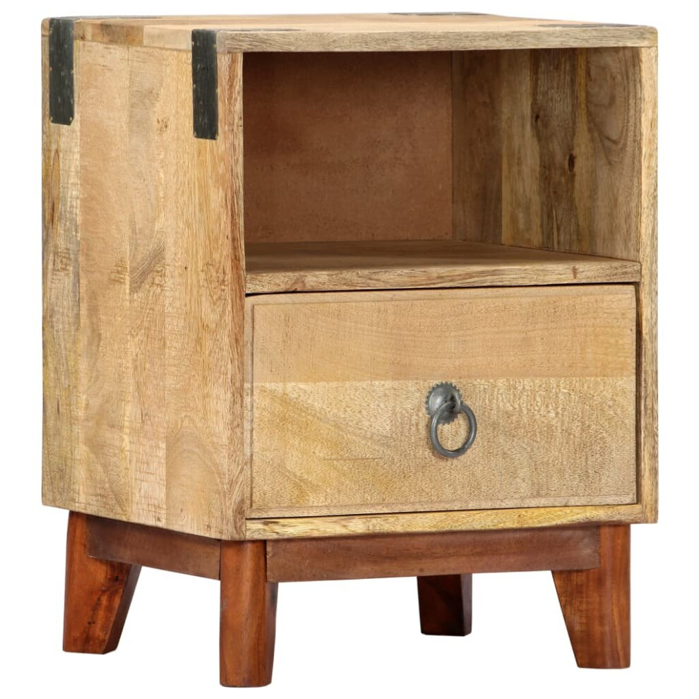 vidaXL Solid Rough Mango Wood Bedside Cabinet 52cm Storage Organiser Stand