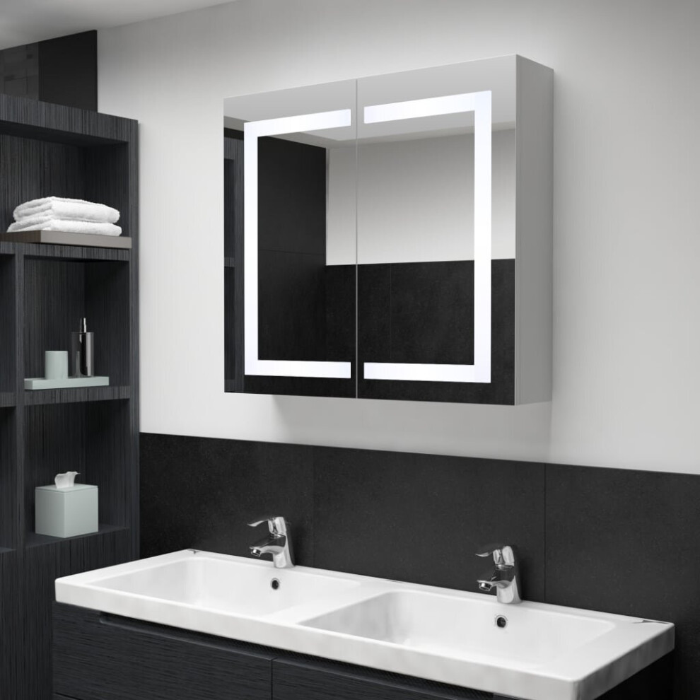 vidaXL LED Bathroom Mirror 80x12.2x68cm Wall Light Vanity Mirror Wall Cabinet