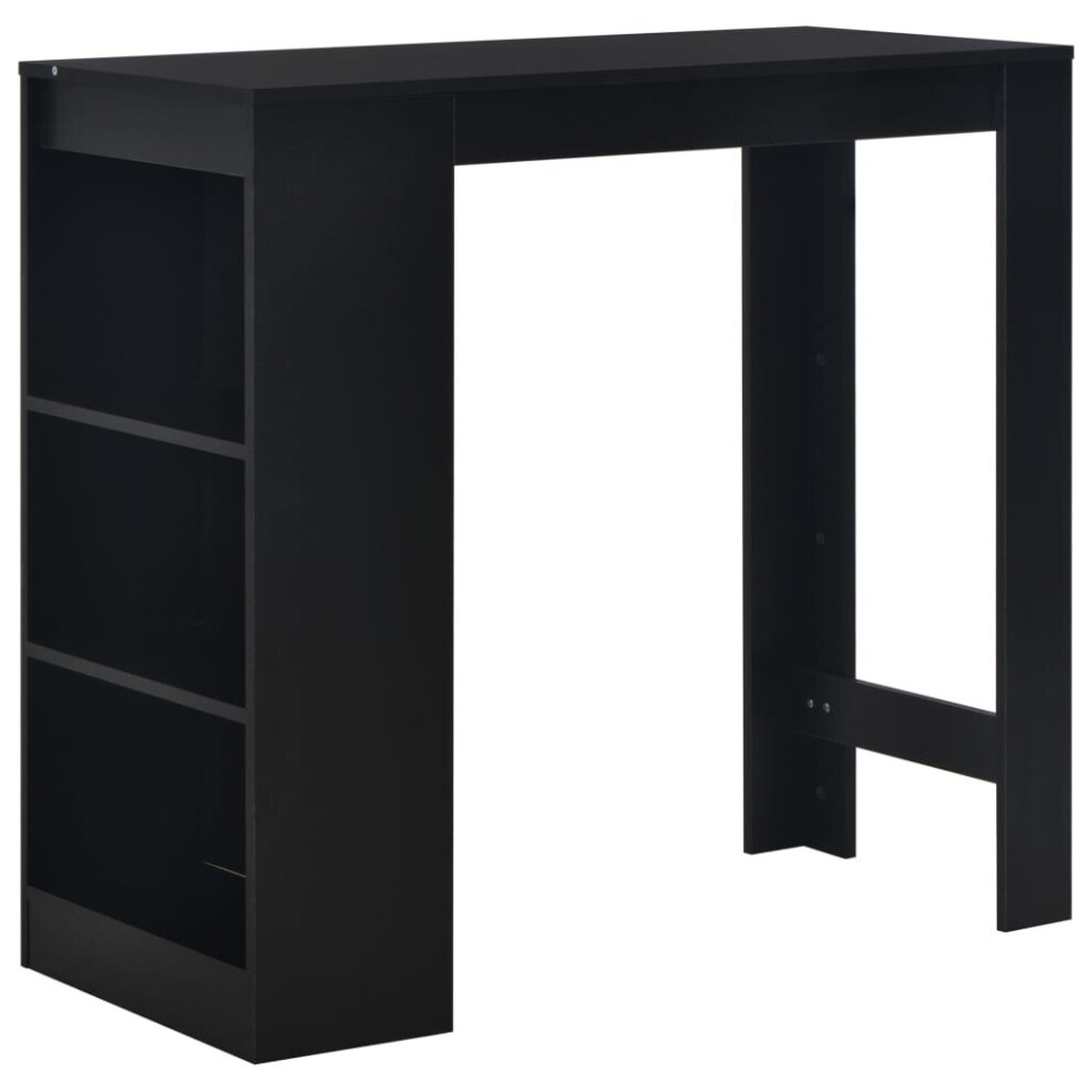 Vidaxl Bar Table With Shelf Black Home Breakfast Kitchen Dining Table Stand