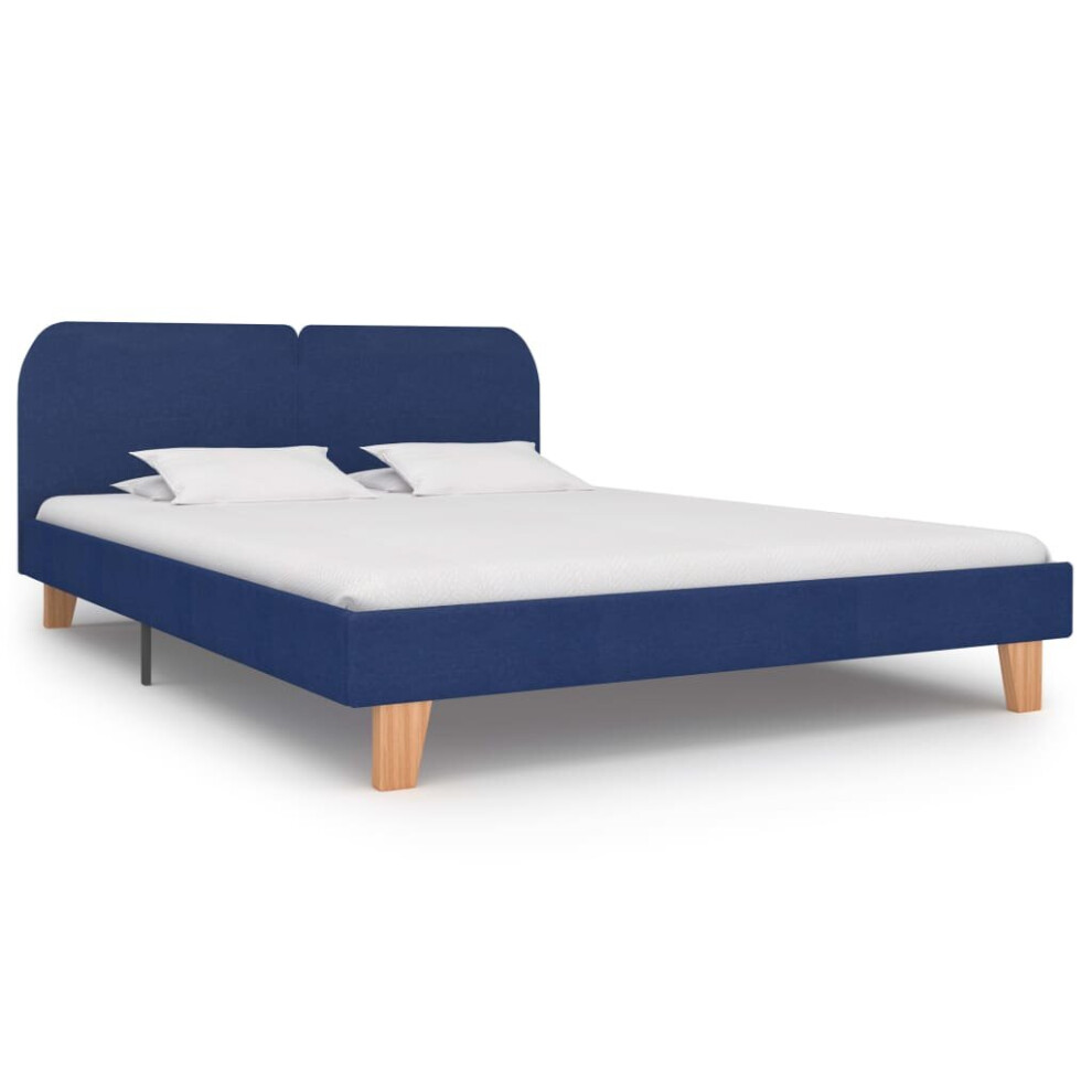 vidaXL Bed Frame Blue Fabric 160x200cm Upholstered Double Bedroom Furniture