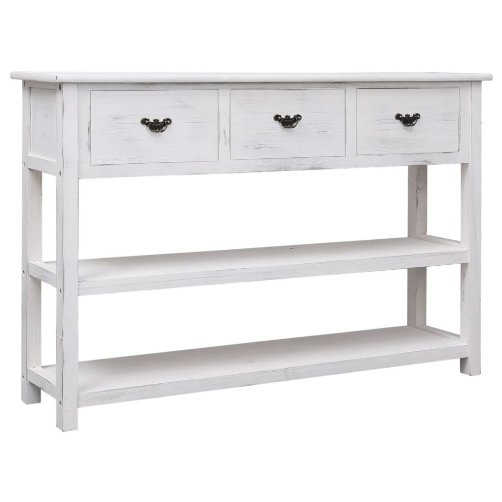 vidaXL Wooden Sideboard 3 Drawers Antique White Side Cabinet Console Table