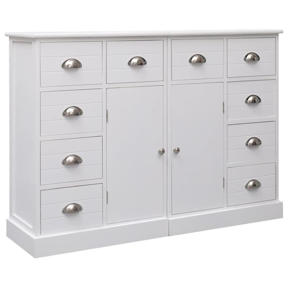 vidaXL Wooden Sideboard with 10 Drawers White French Style Storage Cabinet