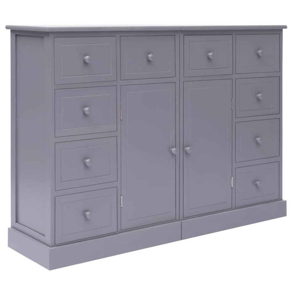 vidaXL Sideboard with 10 Drawers Grey Wood Hallway Storage Cupboard Cabinet