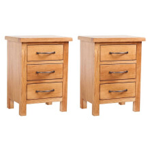 vidaXL 2x Solid Oak Wood Nightstands 40x54cm Bedroom Wooden Side Table Cabinet