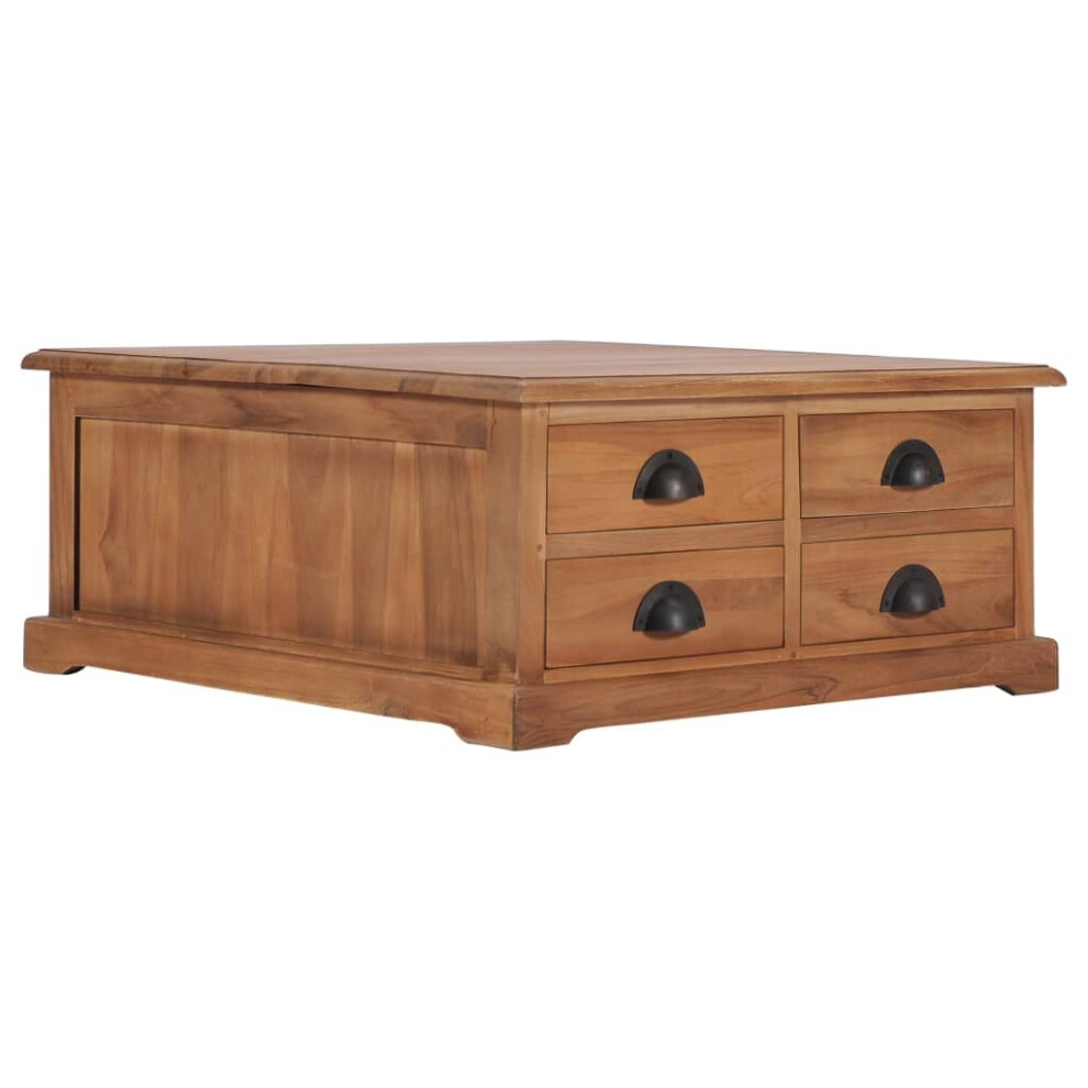 vidaXL Solid Teak Wood Coffee Table 68cm Couch Computer Tea Desk Living Room
