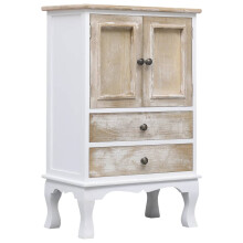 vidaXL Drawer Cabinet White Wood Side Wooden Sideboard End Storage Bedside