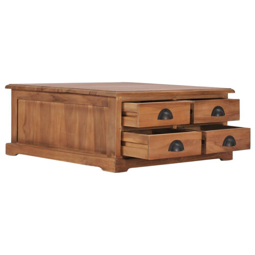 VidaXL vidaXL Solid Teak Wood Coffee Table 68cm Couch Computer Tea Desk Living Room 2