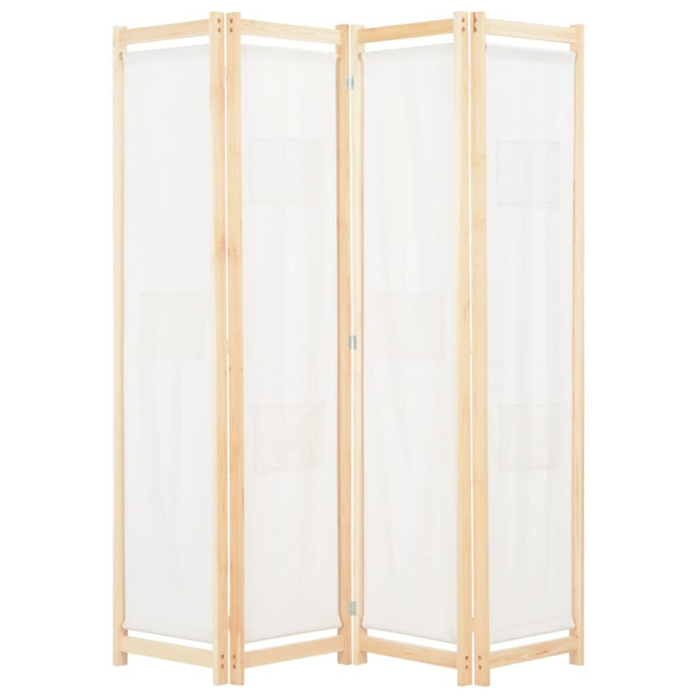 vidaXL 4-Panel Room Divider Cream 160x170cm Fabric Privacy Screen Partition