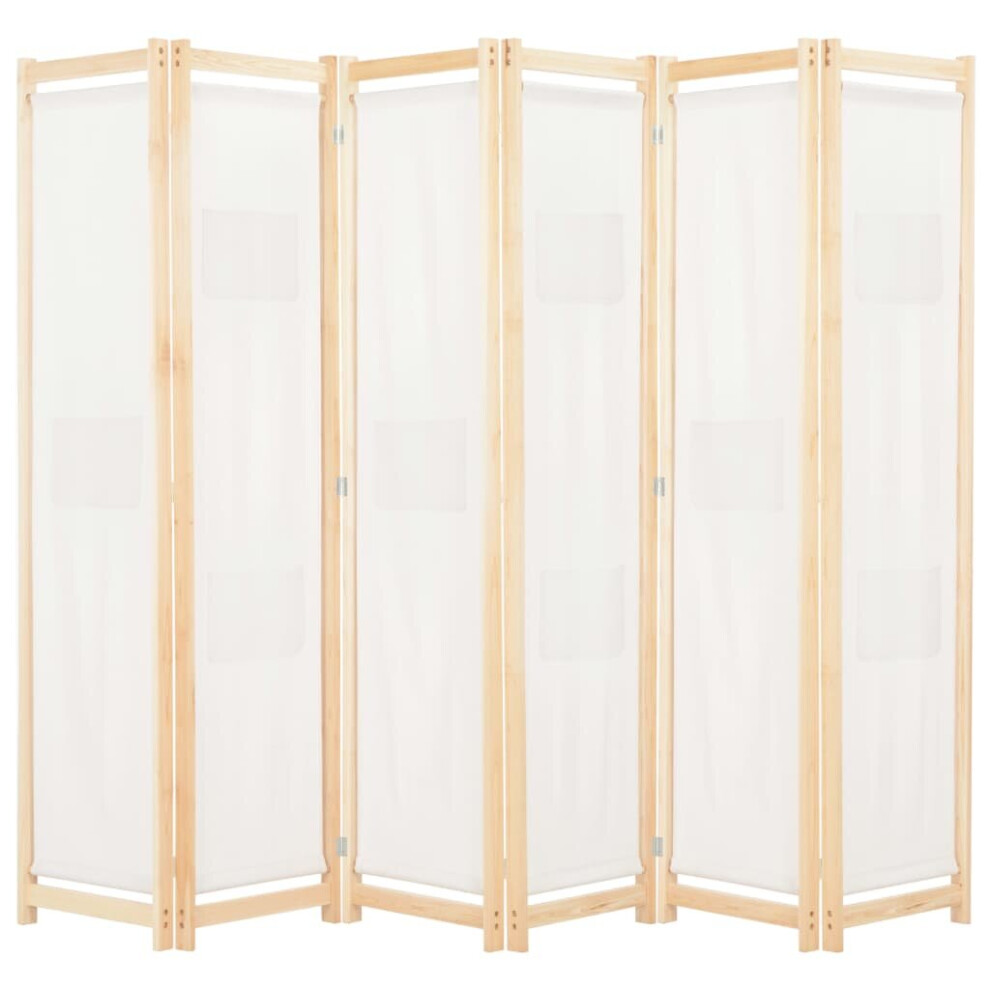 Vidaxl 6-Panel Room Divider Cream 240X170cm Fabric Privacy Screen Partition