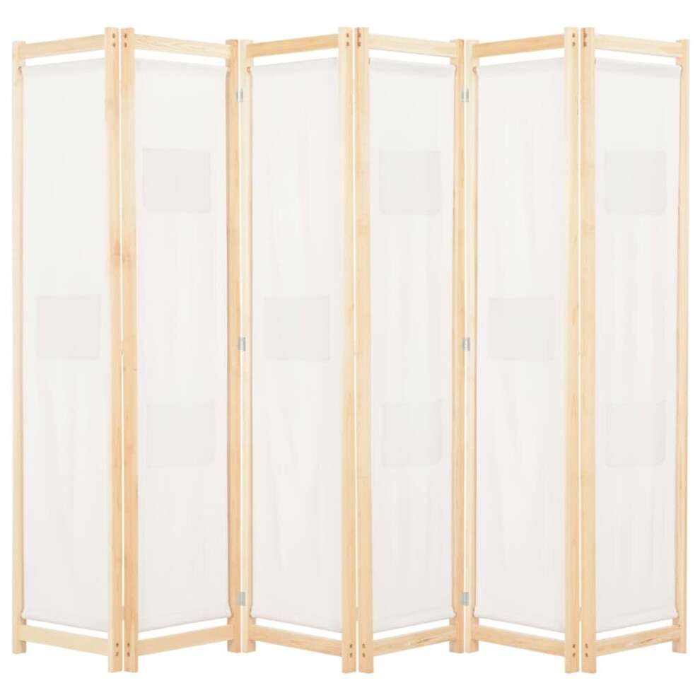 vidaXL 6-Panel Room Divider Cream 240x170cm Fabric Privacy Screen Partition