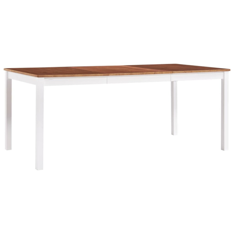vidaXL Dining Table White and Brown Pinewood Kitchen Dining Room Furniture