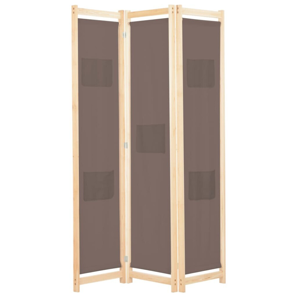 vidaXL 3-Panel Room Divider Brown 120x170cm Fabric Privacy Screen Partition-image-OPC-P5TRVCF-NEW