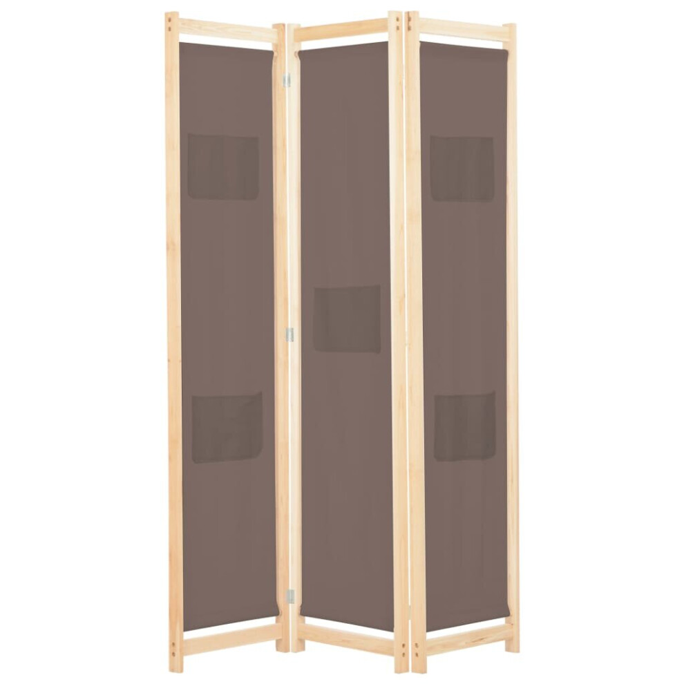 vidaXL 3-Panel Room Divider Brown 120x170cm Fabric Privacy Screen Partition