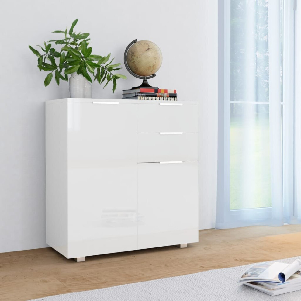 vidaXL White Storage Unit Sideboard | White Cabinet With Drawers