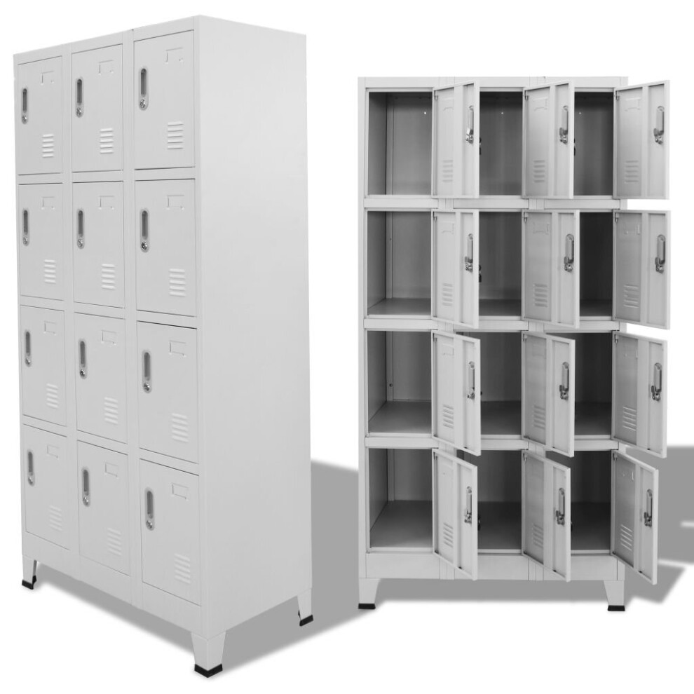 Vidaxl Locker Cabinet With 12 Compartments Home Indoor Wardrobe Shelf Storage