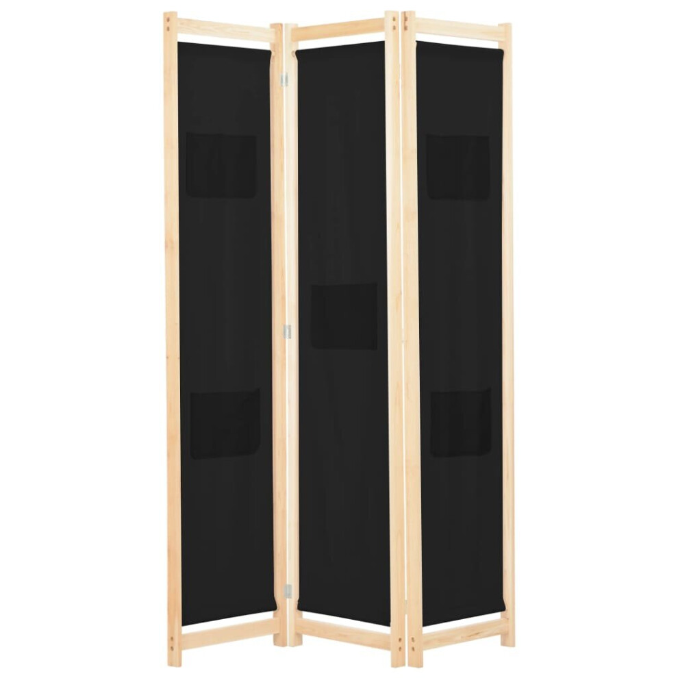 Vidaxl 3-Panel Room Divider Black 120X170cm Fabric Privacy Screen Partition