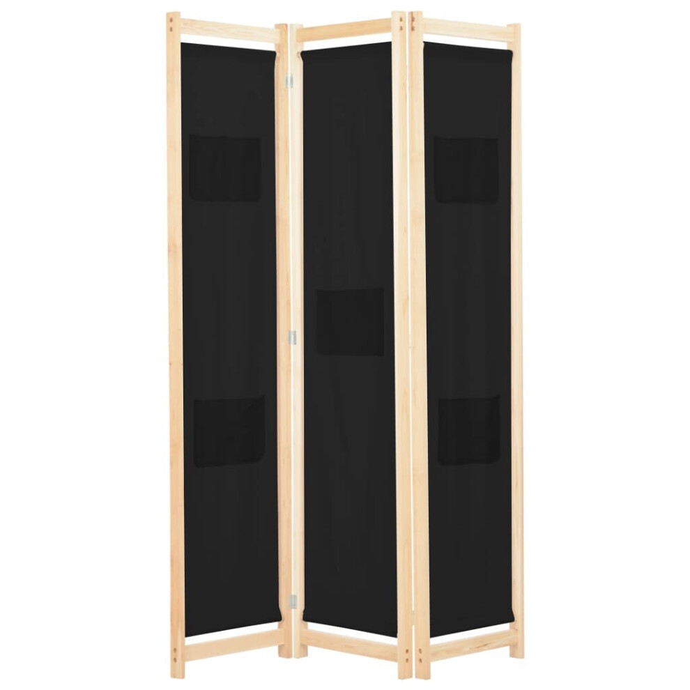 vidaXL 3-Panel Room Divider Black 120x170cm Fabric Privacy Screen Partition