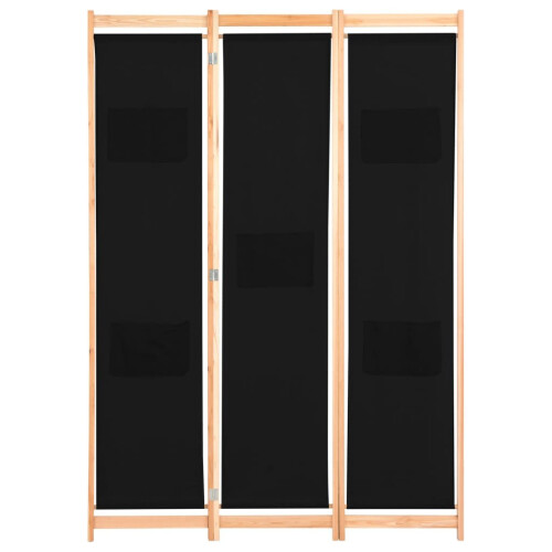 VidaXL vidaXL 3-Panel Room Divider Black 120x170cm Fabric Privacy Screen Partition 1